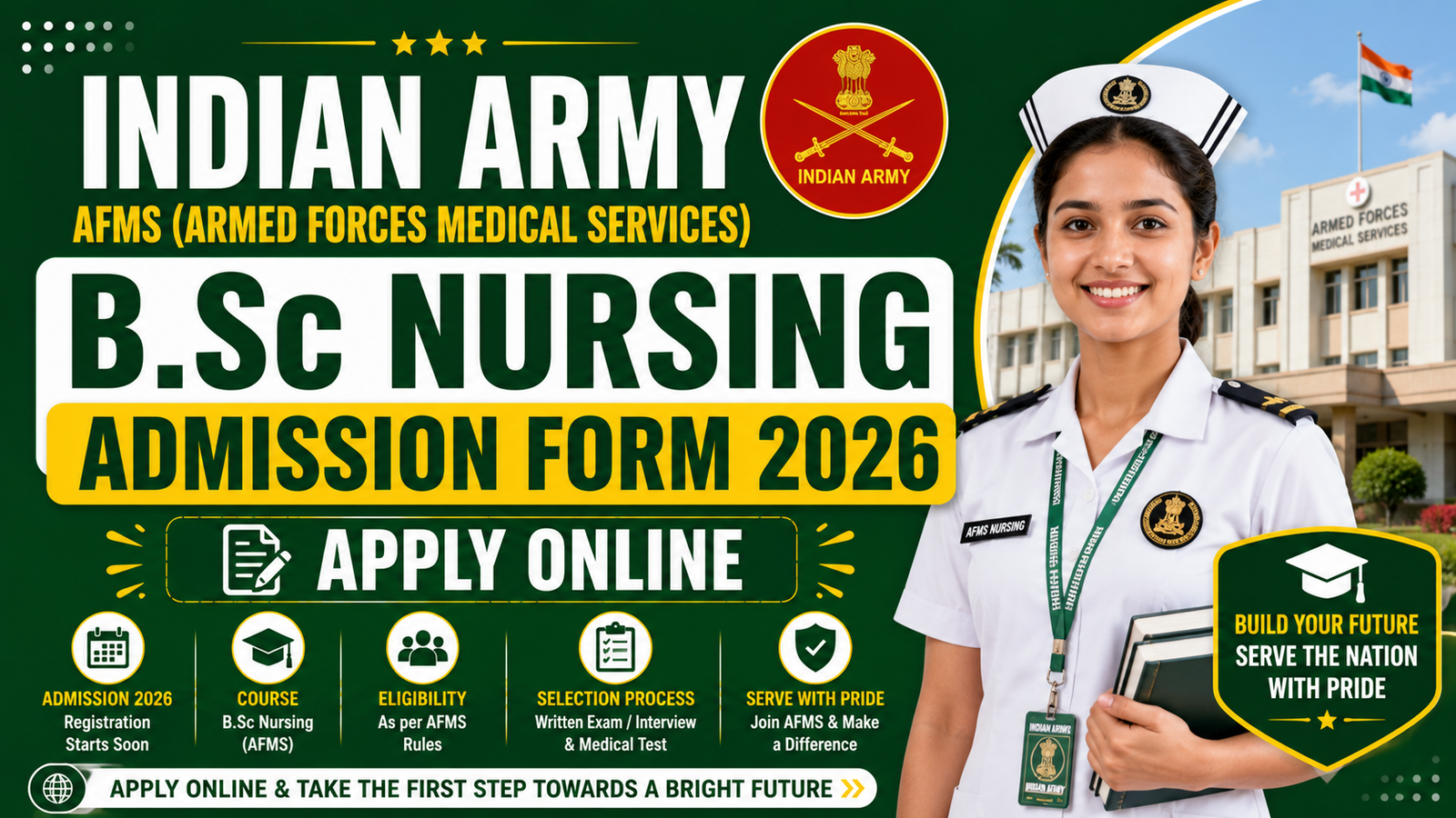 Indian Army AFMS B.Sc Nursing Admission Form 2026
